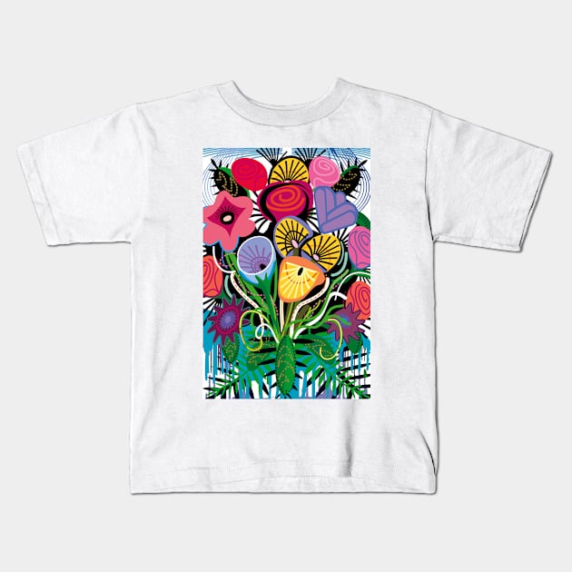 Flamenco Flowers Kids T-Shirt by charker